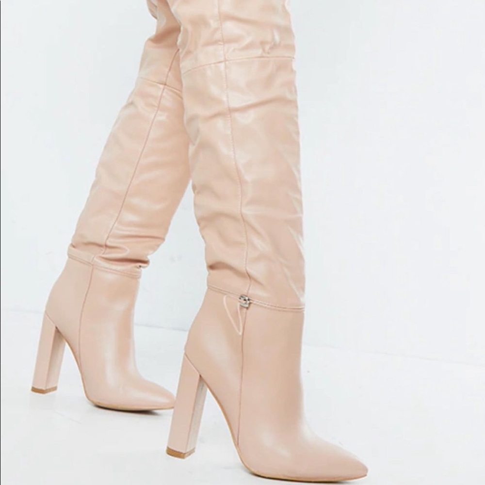 PLT Nude Over the Knee Heel Boots